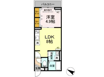 ACT下高井戸(1LDK/2階)の間取り写真