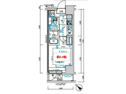 メインステージ新小岩(1K/6階)の間取り写真
