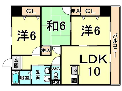 アザレ立花(3LDK/2階)の間取り写真