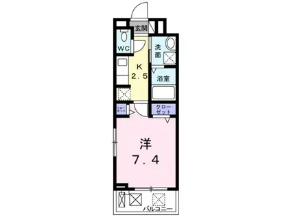 プティボヌール(1K/2階)の間取り写真