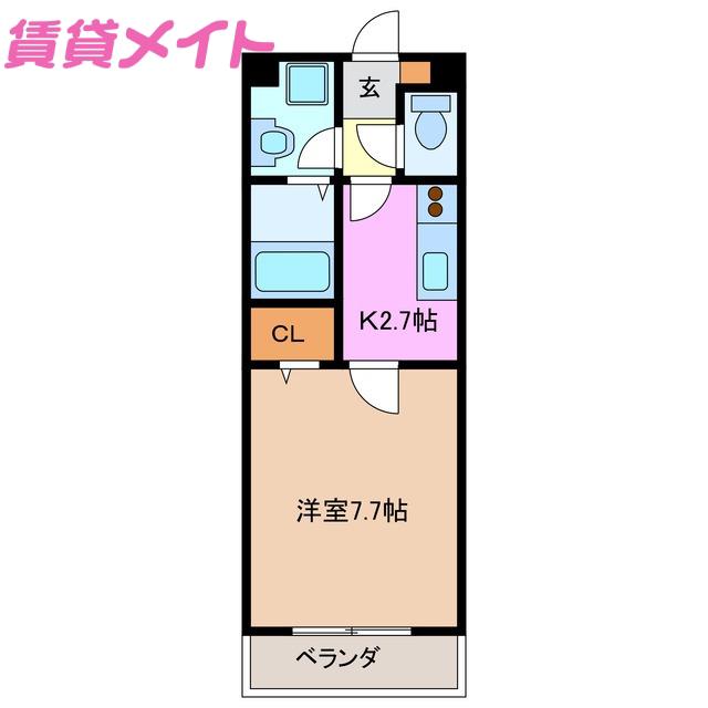 サンイルマーレ(1K/3階)の間取り写真