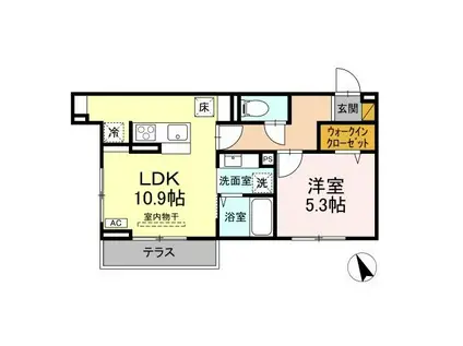 セレウィータ栄町(1LDK/1階)の間取り写真