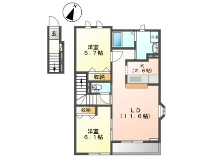 アイディール(2LDK/2階)の間取り写真