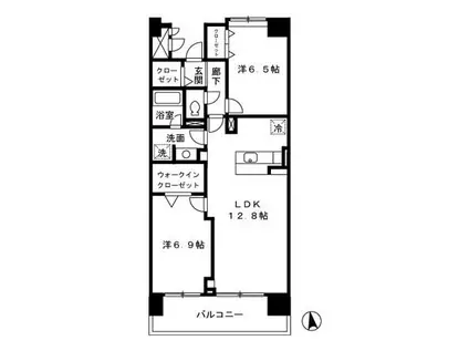ロイヤルパークス荻窪(2LDK/6階)の間取り写真