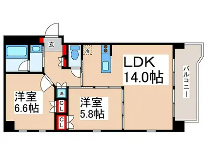 ライトエイジ(2LDK/5階)の間取り写真