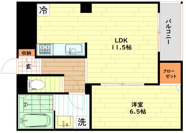 メビウス京町堀レジデンス(1LDK/3階)の間取り写真