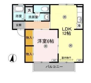 サンライズ光B棟(2DK/2階)の間取り写真