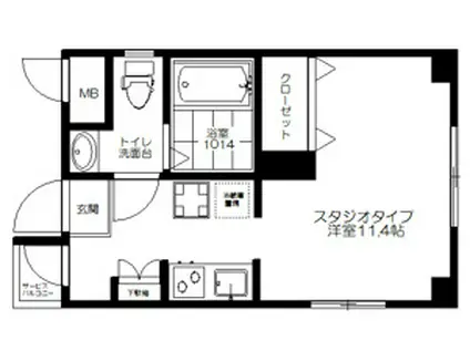 エクセル新小岩(ワンルーム/4階)の間取り写真
