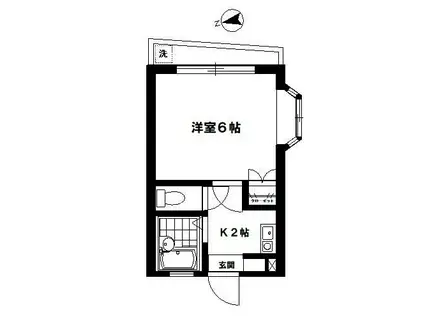 ドヌール・コーシン(1K/2階)の間取り写真