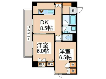 近藤ビル(2DK/6階)の間取り写真