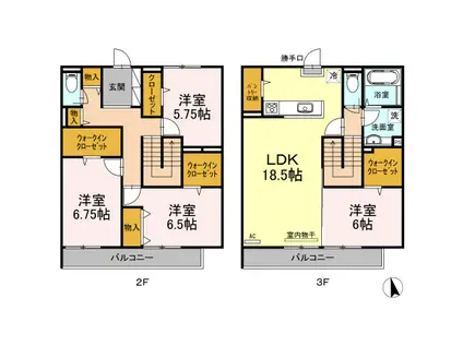カーサ アリーヴォI(4LDK/2階)の間取り写真