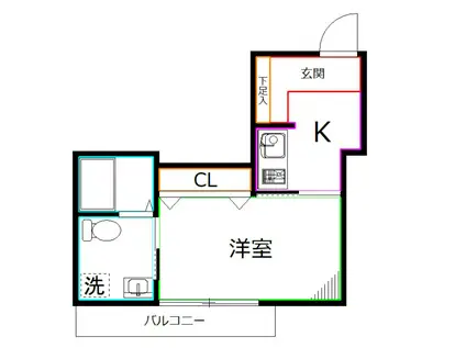 CHARMON(1K/1階)の間取り写真