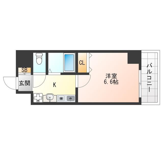 エスリード福島駅前(1K/6階)の間取り写真