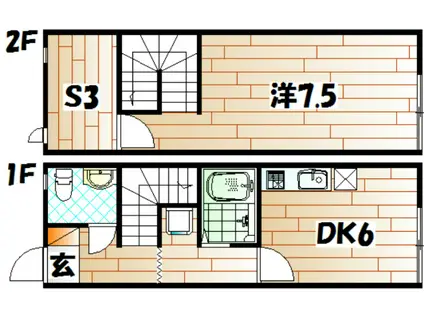 キューブ小倉(1DK/1階)の間取り写真