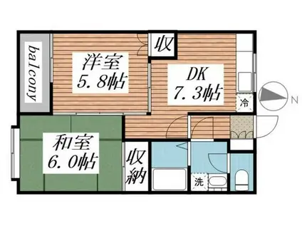 サンワロイヤル長江(2DK/4階)の間取り写真