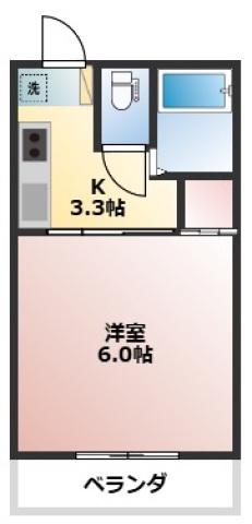 パークプレイス西川原I(1K/1階)の間取り写真