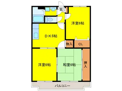 ユーミー桜(3DK/2階)の間取り写真