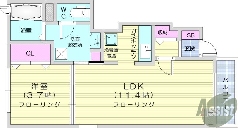 アルカンシエル(1LDK/1階)の間取り写真