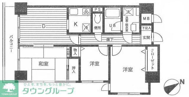 ダイアパレス鶴見中央(2SDK/4階)の間取り写真