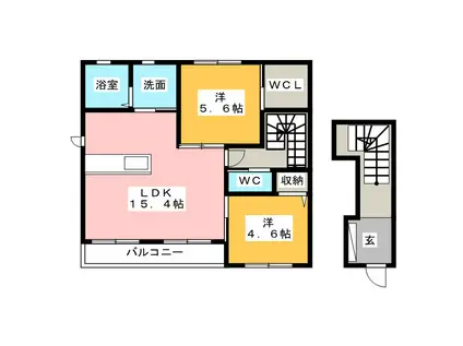 クレール輝(2LDK/2階)の間取り写真