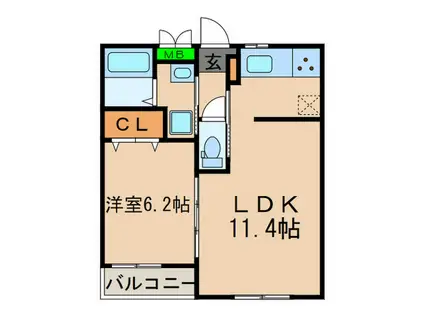 エスポワール(1LDK/1階)の間取り写真