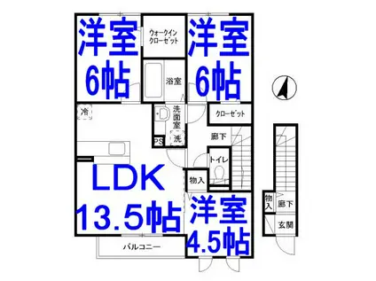 ラフィーネ1(3LDK/2階)の間取り写真
