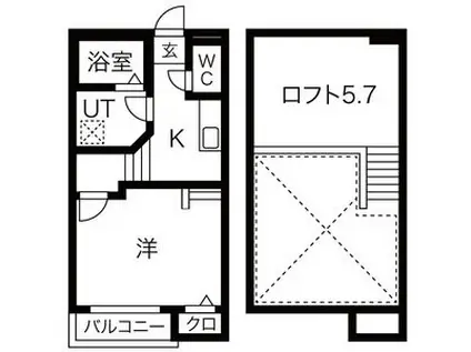 CREO BAKER庄内通 (1K/1階)の間取り写真