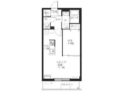 スペリオール二十四軒(1LDK/4階)の間取り写真