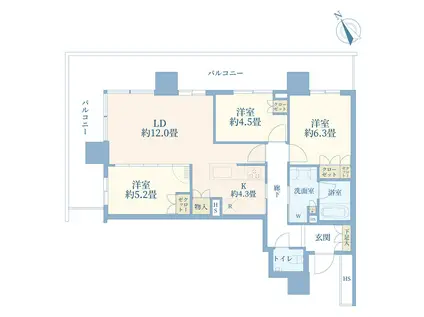 グレーシアタワーズ海老名イースト(3LDK/5階)の間取り写真