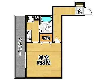 ファミーユ三田(1K/1階)の間取り写真