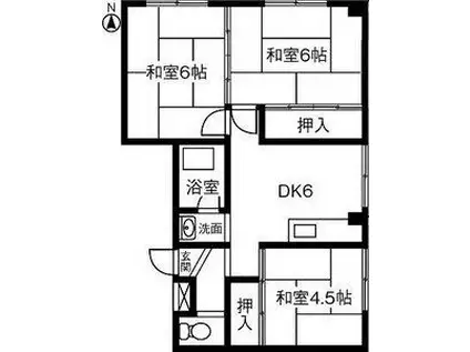 ハイツヨシダ302(3DK/3階)の間取り写真