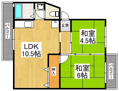 商工会共同1棟(2LDK/1階)の間取り写真