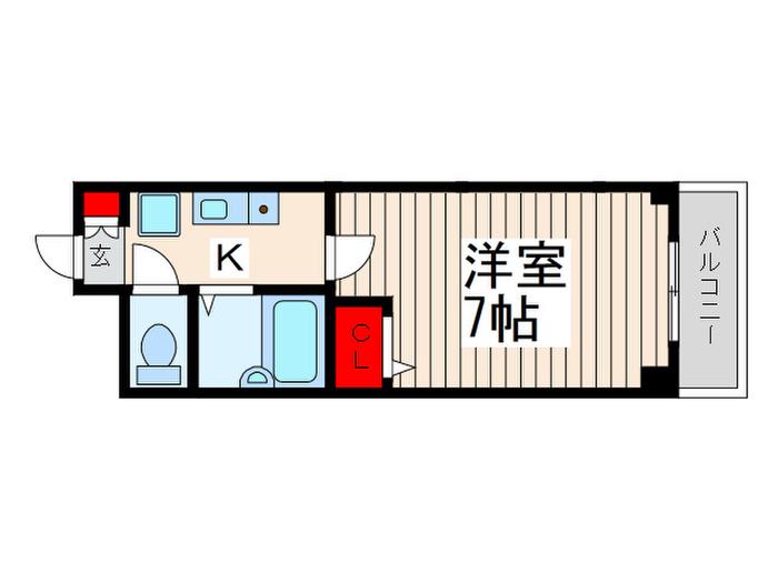 CASSIA南行徳(1K/2階)の間取り写真