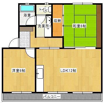 ヴィラコンフォート下俣南(2LDK/4階)の間取り写真