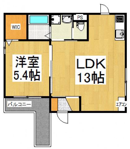 グランラーク(1LDK/3階)の間取り写真