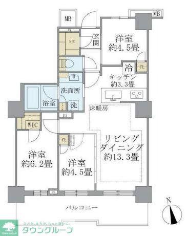 BRILLIA TOWER 聖蹟桜ヶ丘 BLOOMING RESIDE(3LDK/27階)の間取り写真