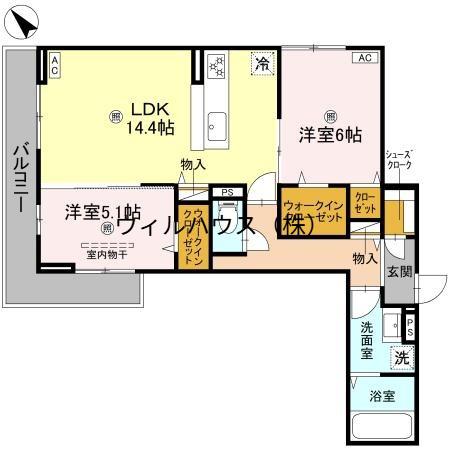 ディーレガシー中百舌鳥(2LDK/2階)の間取り写真
