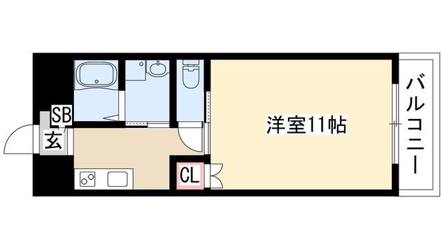 グランダール吹上(1K/3階)の間取り写真