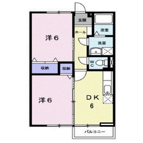 ヴィラージュ坪生(2DK/2階)の間取り写真