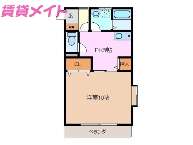 のんびりずむ(1DK/2階)の間取り写真