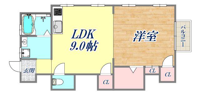 ドミール東芦屋(1LDK/2階)の間取り写真