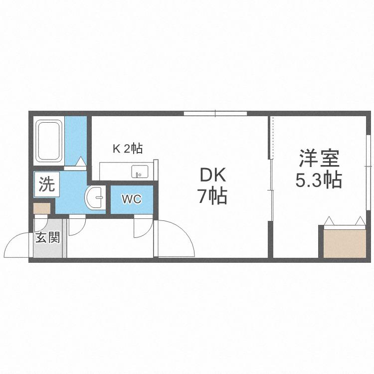 ルクル21(1LDK/1階)の間取り写真