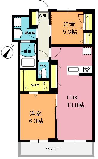 アンベリール(2LDK/3階)の間取り写真