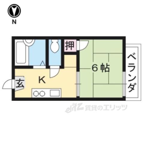 フレグランス桃山(1DK/2階)の間取り写真