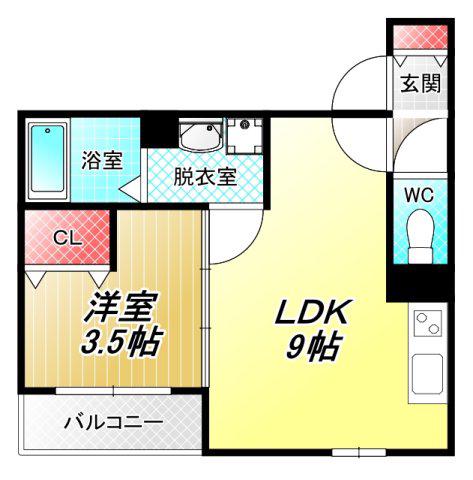 D PORTA FREESIA(1LDK/1階)の間取り写真