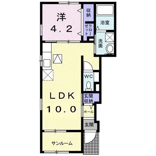 サンフラワーIII(1LDK/1階)の間取り写真
