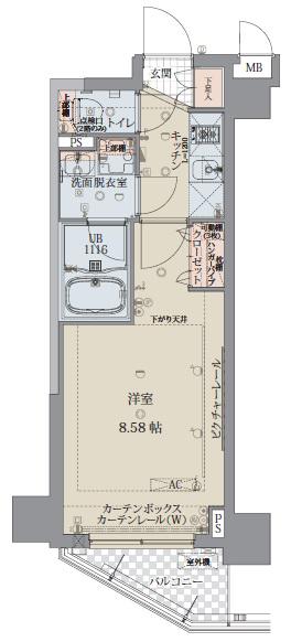 プレスタイル神楽坂(1K/5階)の間取り写真