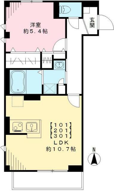 サウスクリーク大鳥居(1LDK/1階)の間取り写真