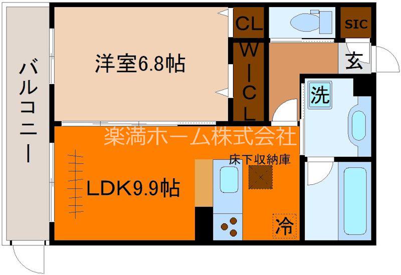 セジュール西京極(1LDK/1階)の間取り写真