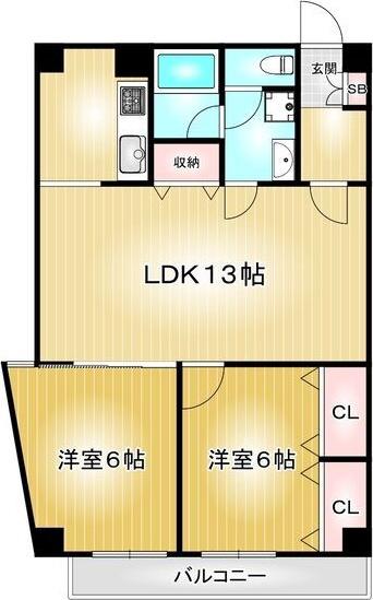 シンエーハイツ千種(2LDK/8階)の間取り写真